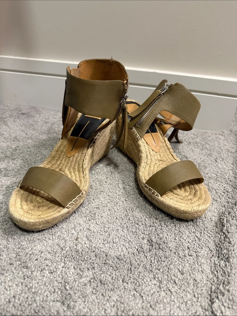 Dolce Vita Olive Green Espadrille Wedge Sandals